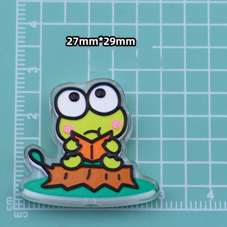 3D Keroppi Frog Acrylic Focal Beads, Cute Anime Green Character Double-Sided Spacer Beads for DIY Beadable Pens, Keychains, Kawaii Bag Charms