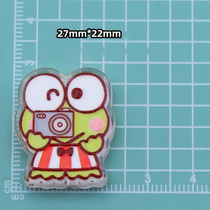 3D Keroppi Frog Acrylic Focal Beads, Cute Anime Green Character Double-Sided Spacer Beads for DIY Beadable Pens, Keychains, Kawaii Bag Charms