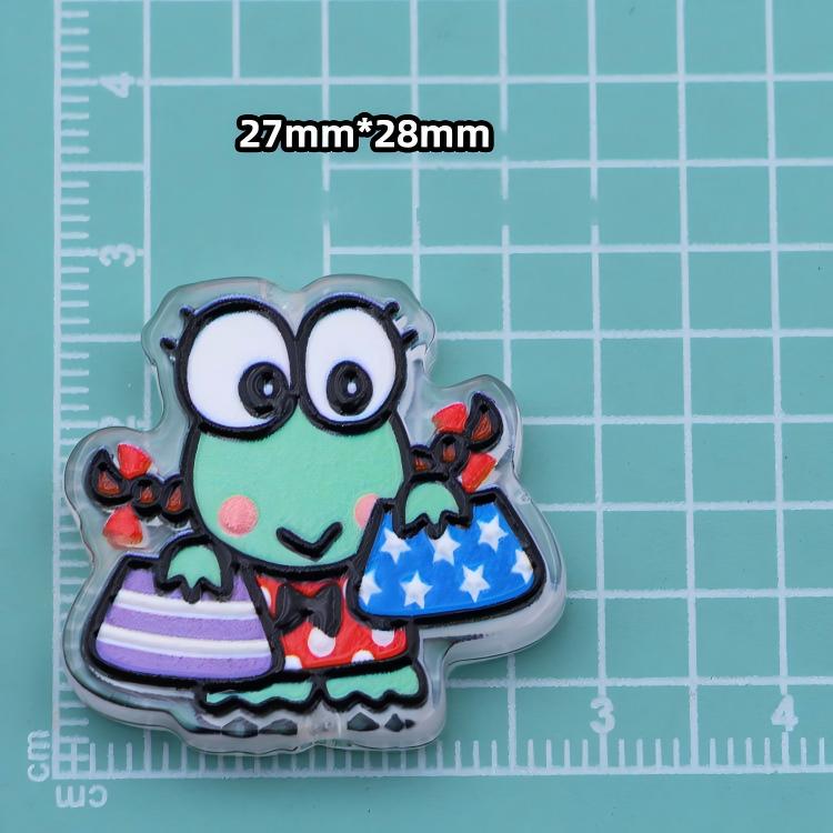 3D Keroppi Frog Acrylic Focal Beads, Cute Anime Green Character Double-Sided Spacer Beads for DIY Beadable Pens, Keychains, Kawaii Bag Charms