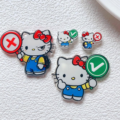 Cute Cartoon Cat Acrylic Beads & Pendants - Large Hanging Hole Charms, Small Straight Hole Spacers for Beadable Pens Keychains, Right/Wrong Sign DIY Crafts