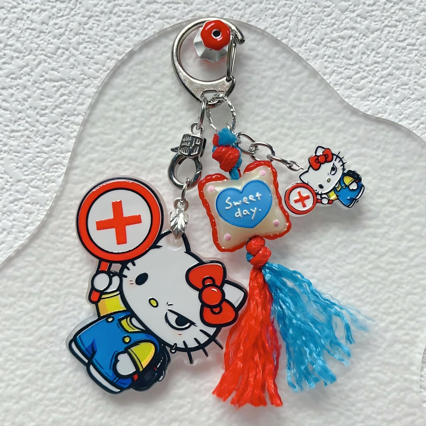 Cute Cartoon Cat Acrylic Beads & Pendants - Large Hanging Hole Charms, Small Straight Hole Spacers for Beadable Pens Keychains, Right/Wrong Sign DIY Crafts