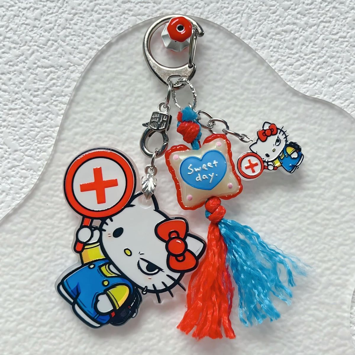 Cute Cartoon Cat Acrylic Beads & Pendants - Large Hanging Hole Charms, Small Straight Hole Spacers for Beadable Pens Keychains, Right/Wrong Sign DIY Crafts