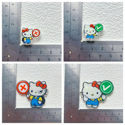 Cute Cartoon Cat Acrylic Beads & Pendants - Large Hanging Hole Charms, Small Straight Hole Spacers for Beadable Pens Keychains, Right/Wrong Sign DIY Crafts