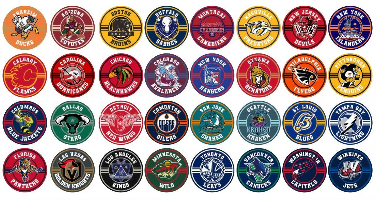 NHL Team Logo Printed Round Beads | Ice Hockey Team Focal Beads for DIY Beadable Pens, Keychains, and Lanyards | Sports Fan Craft Supplies