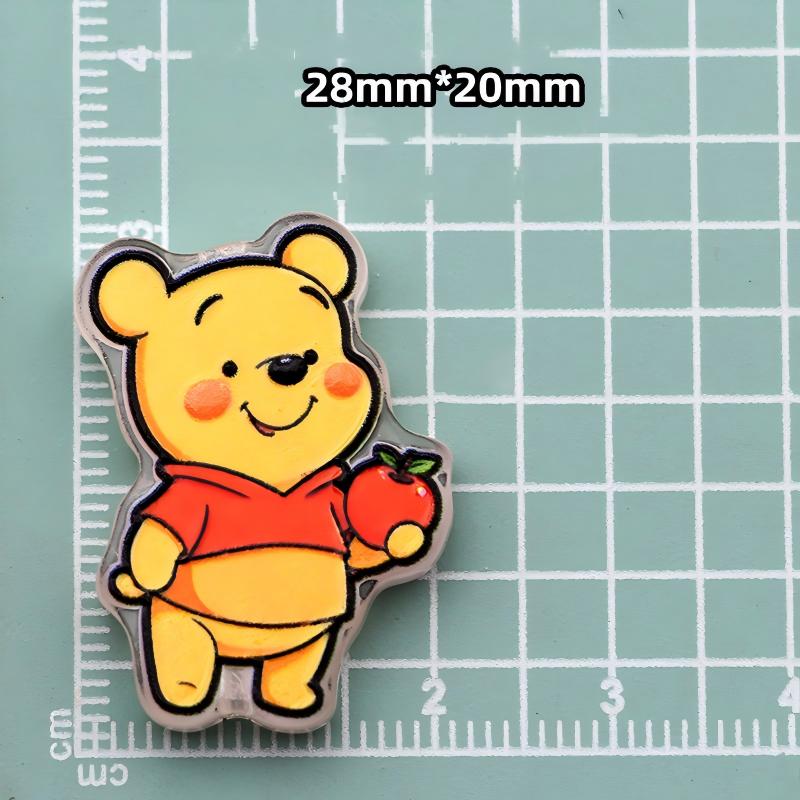 Cute Cartoon Bear and Friends Acrylic Beads - Straight Through Hole Spacers, Kawaii Animals Focal Beads for Beadable Pens, Keychain DIY Craft Supplies