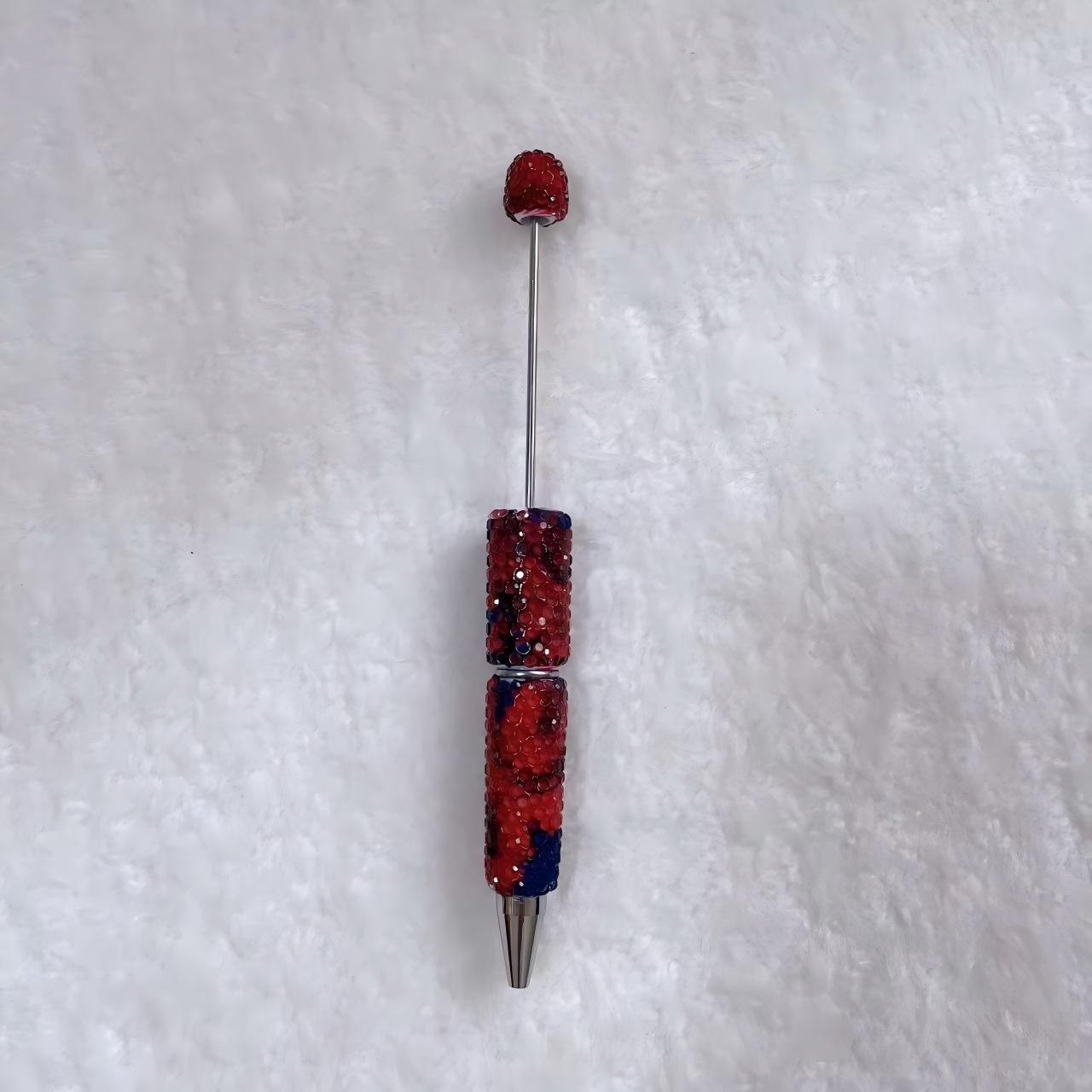 DIY Beadable Pens Bling Full Rhinestone Patterned Bead Pens, Tie-Dye Camo Marble Crystal Ballpoint Pens for Crafting Gifts (Pens Only)