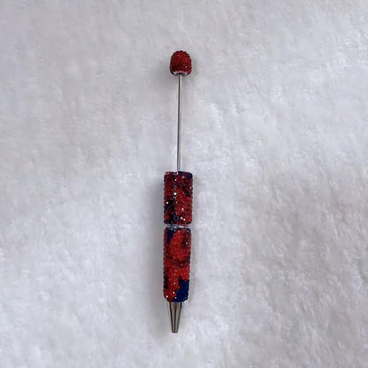 DIY Beadable Pens Bling Full Rhinestone Patterned Bead Pens, Tie-Dye Camo Marble Crystal Ballpoint Pens for Crafting Gifts (Pens Only)