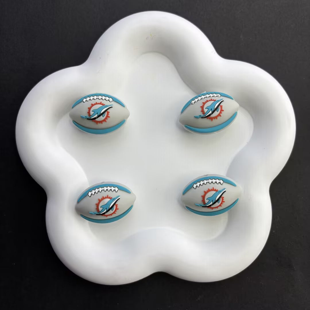 Team Sports Football Silicone Beads, Cute Rugby Focal Beads for Beadable Pens & DIY Keychains | NFL Team Beads