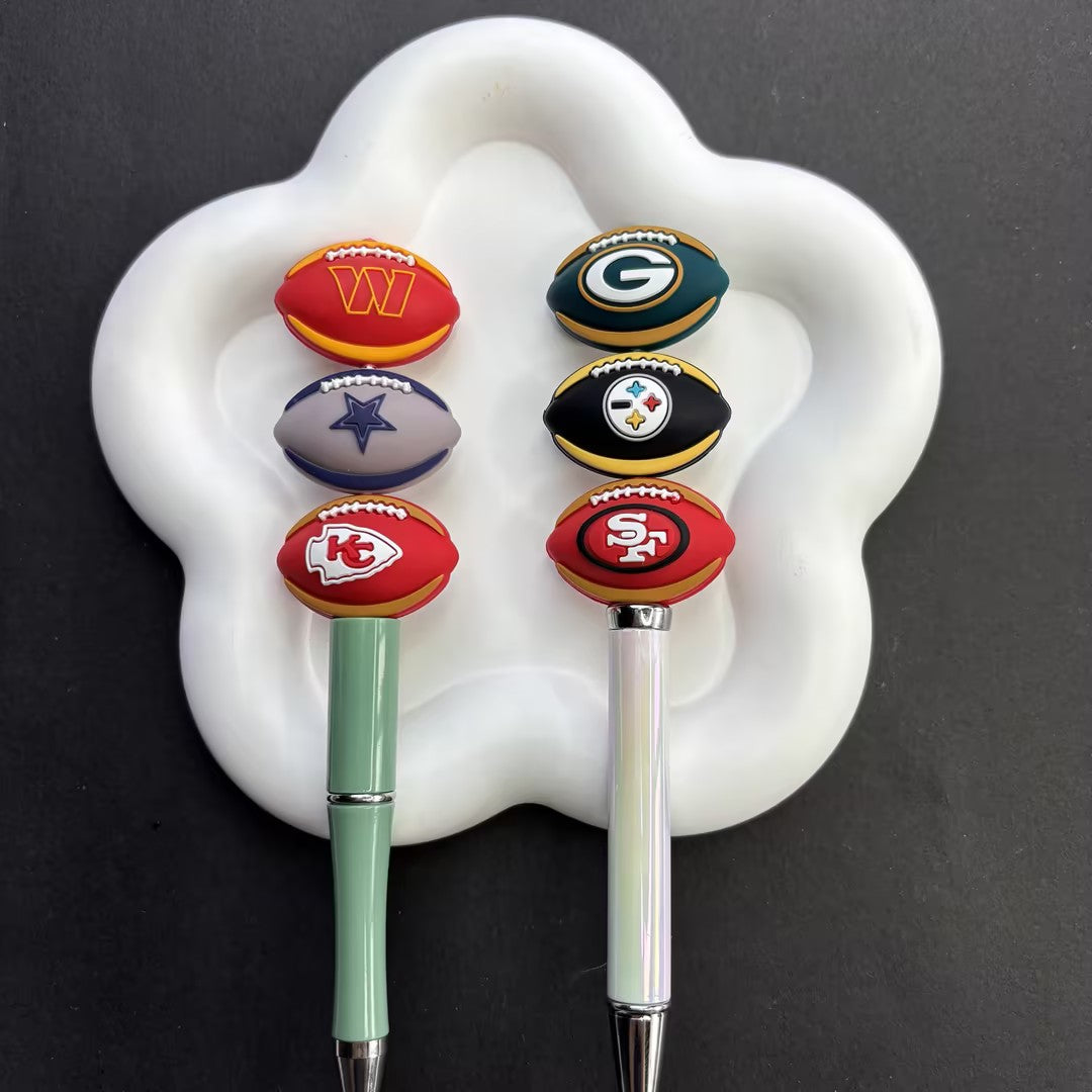 Team Sports Football Silicone Beads, Cute Rugby Focal Beads for Beadable Pens & DIY Keychains | NFL Team Beads