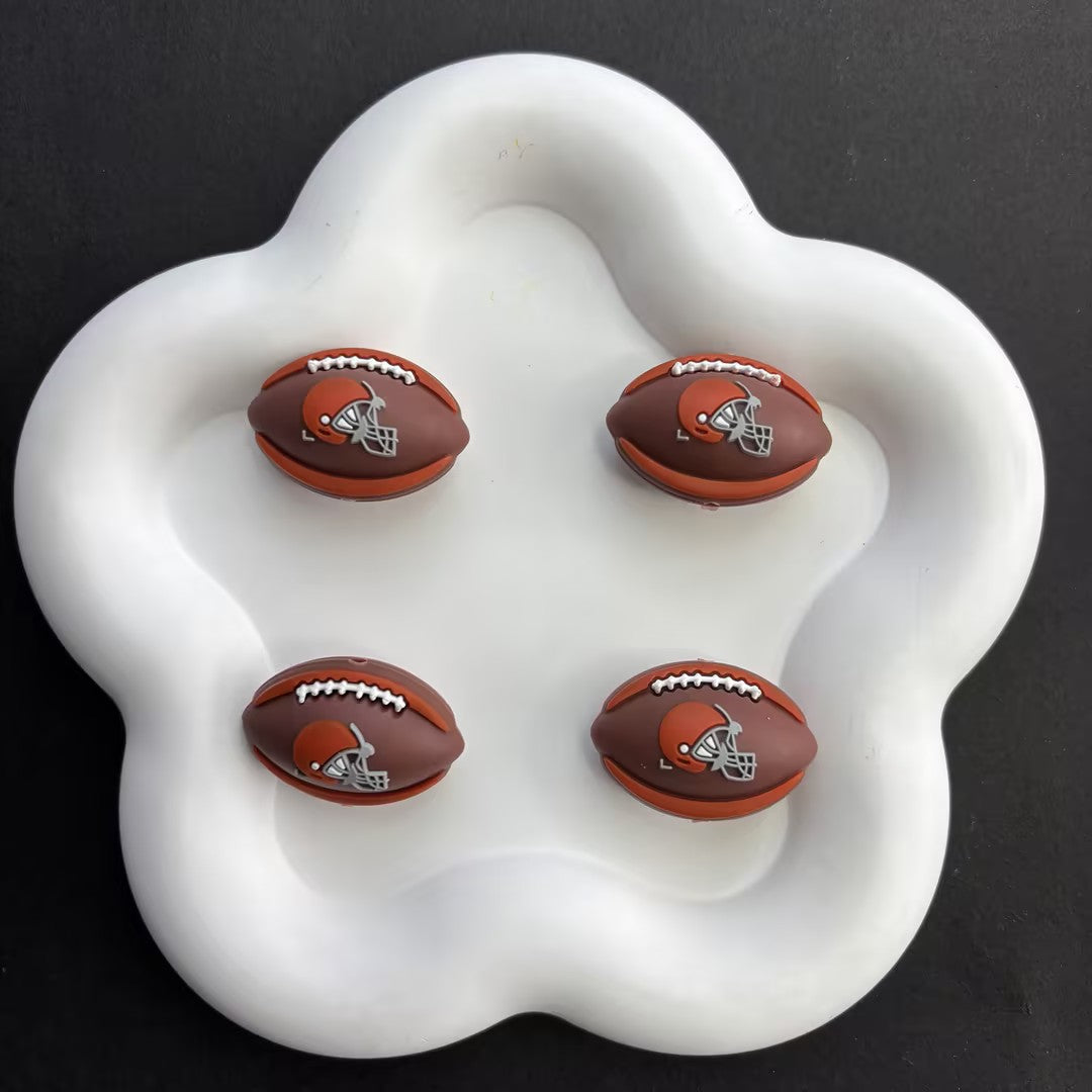 Team Sports Football Silicone Beads, Cute Rugby Focal Beads for Beadable Pens & DIY Keychains | NFL Team Beads