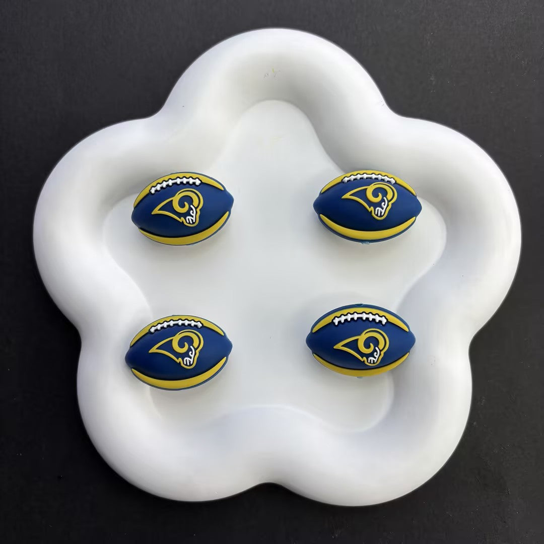 Team Sports Football Silicone Beads, Cute Rugby Focal Beads for Beadable Pens & DIY Keychains | NFL Team Beads