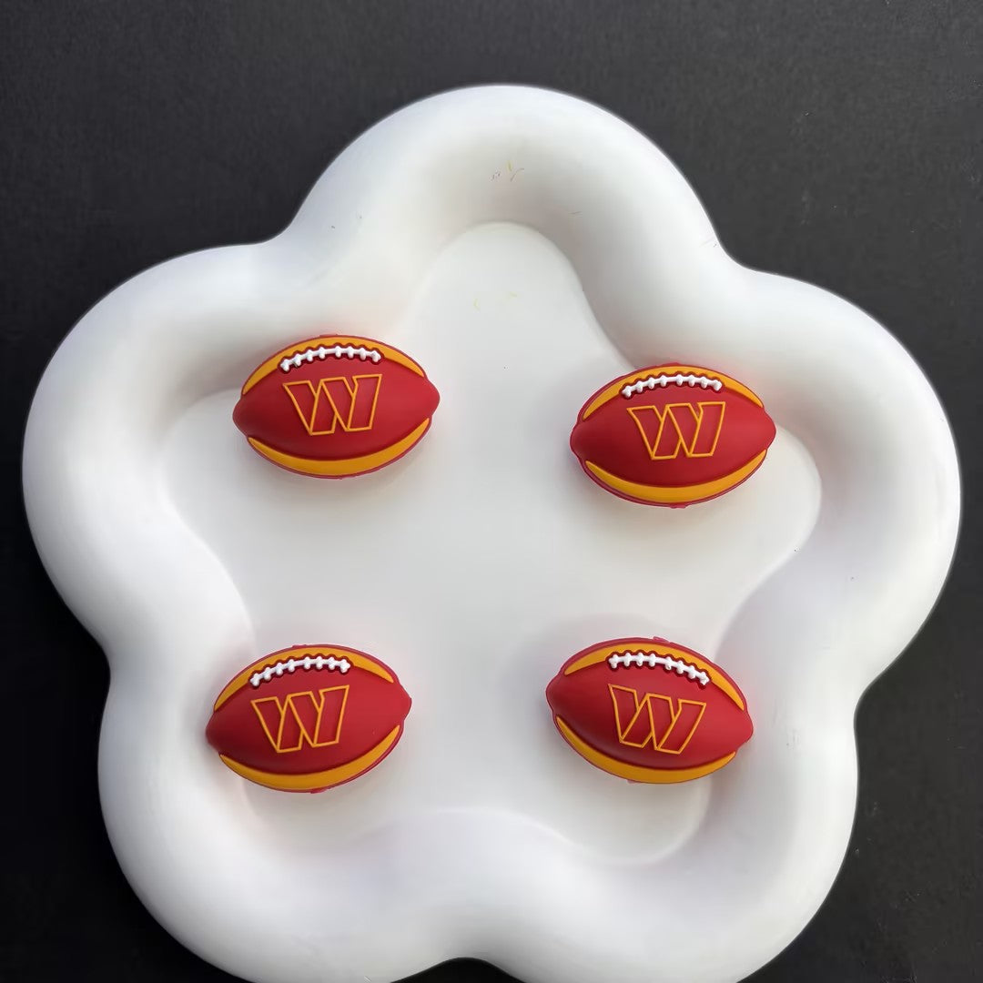 Team Sports Football Silicone Beads, Cute Rugby Focal Beads for Beadable Pens & DIY Keychains | NFL Team Beads