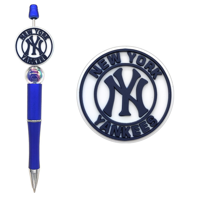 Custom MLB Team Silicone Focal Beads - 30 Major League Baseball Styles for DIY Crafting & Beadable Pens