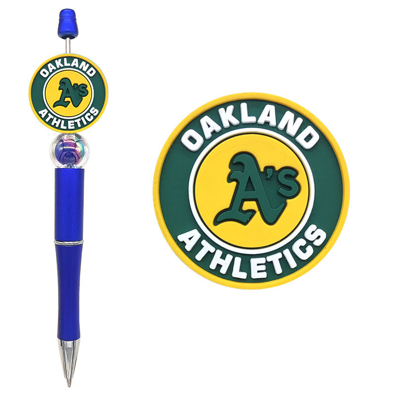 Custom MLB Team Silicone Focal Beads - 30 Major League Baseball Styles for DIY Crafting & Beadable Pens