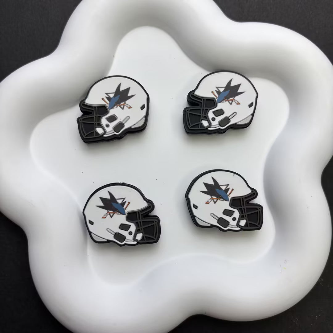 NHL Team Helmet Silicone Focal Beads | 3D Sports Team Logo Helmet Beads for DIY Beadable Pens, Keychains, Lanyards | Gifts for Ice Hockey Fans & Crafters