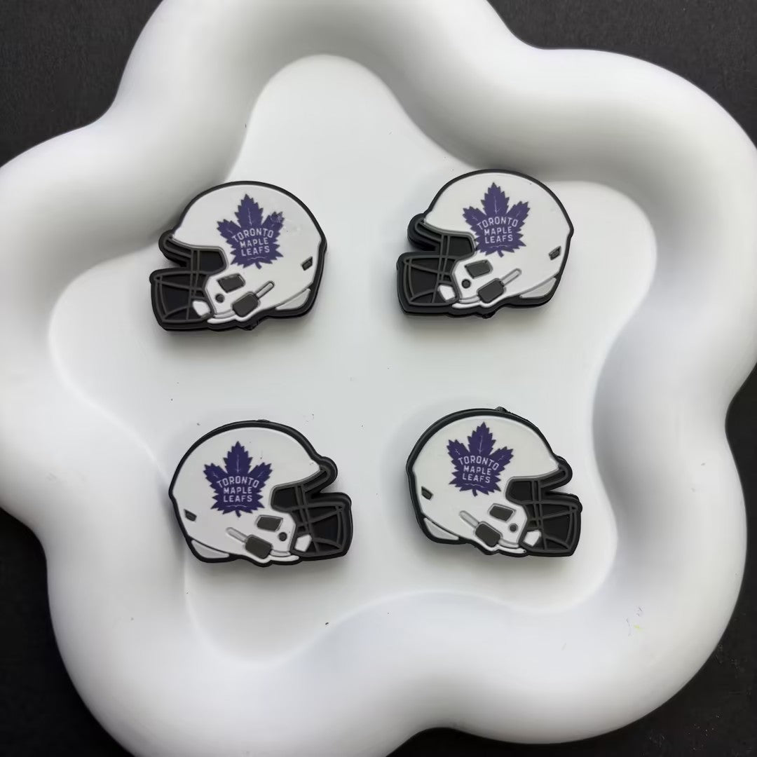 NHL Team Helmet Silicone Focal Beads | 3D Sports Team Logo Helmet Beads for DIY Beadable Pens, Keychains, Lanyards | Gifts for Ice Hockey Fans & Crafters