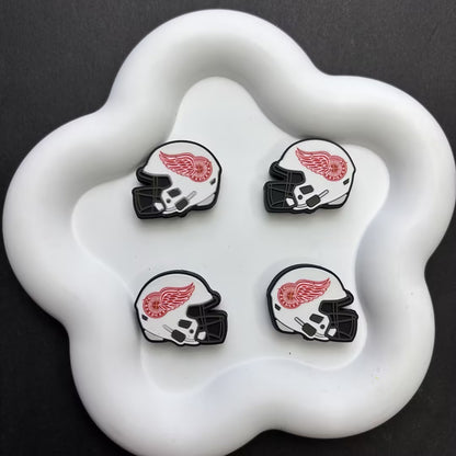 NHL Team Helmet Silicone Focal Beads | 3D Sports Team Logo Helmet Beads for DIY Beadable Pens, Keychains, Lanyards | Gifts for Ice Hockey Fans & Crafters