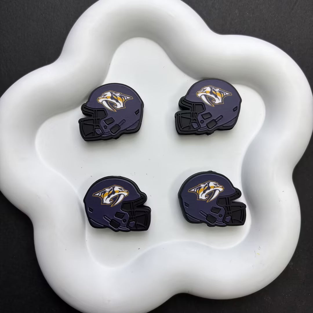 NHL Team Helmet Silicone Focal Beads | 3D Sports Team Logo Helmet Beads for DIY Beadable Pens, Keychains, Lanyards | Gifts for Ice Hockey Fans & Crafters