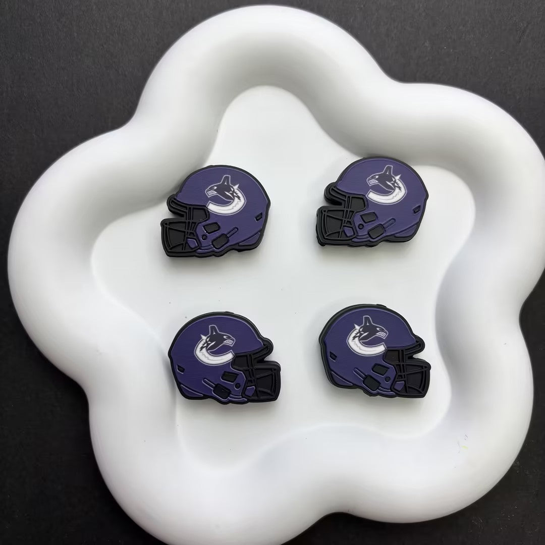 NHL Team Helmet Silicone Focal Beads | 3D Sports Team Logo Helmet Beads for DIY Beadable Pens, Keychains, Lanyards | Gifts for Ice Hockey Fans & Crafters