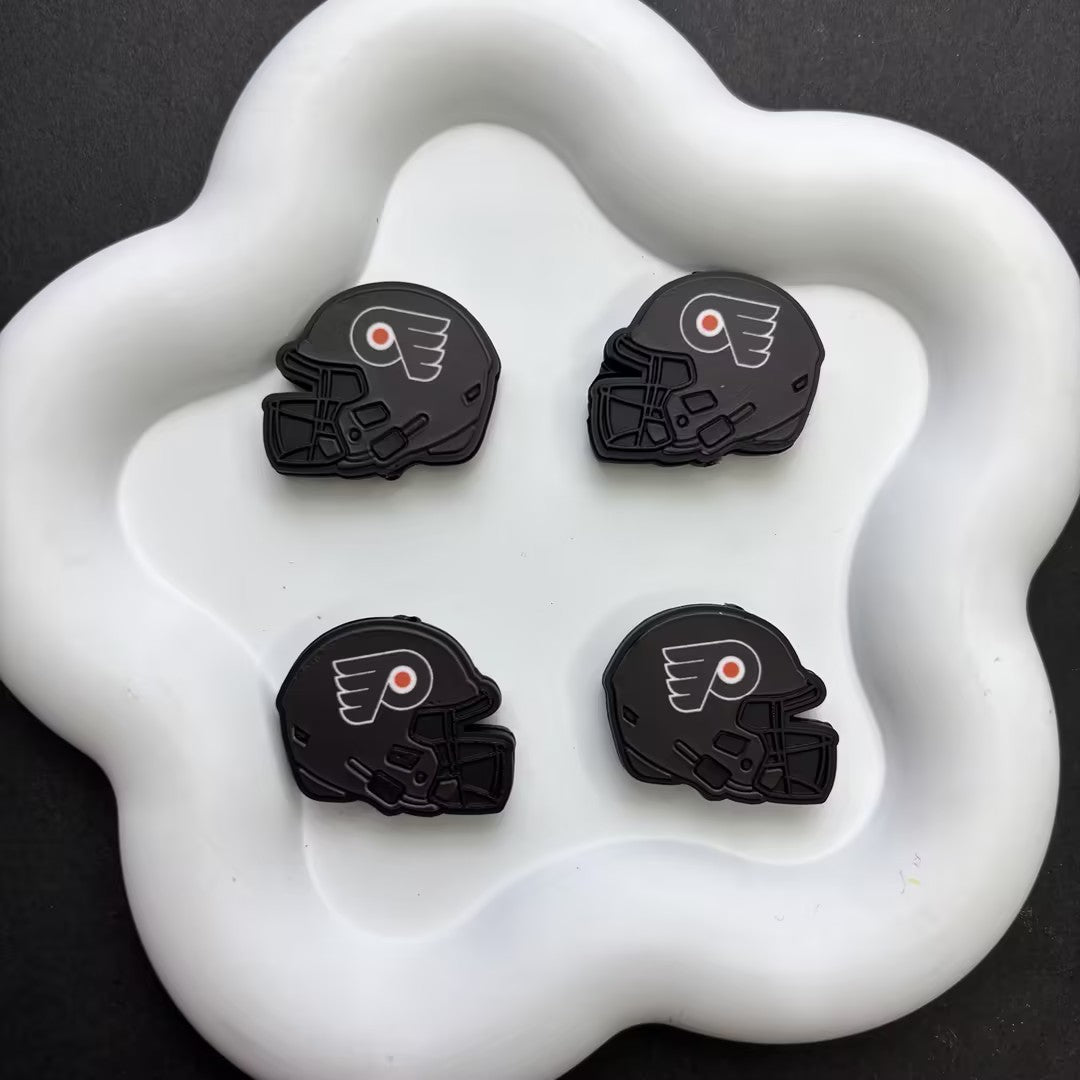 NHL Team Helmet Silicone Focal Beads | 3D Sports Team Logo Helmet Beads for DIY Beadable Pens, Keychains, Lanyards | Gifts for Ice Hockey Fans & Crafters