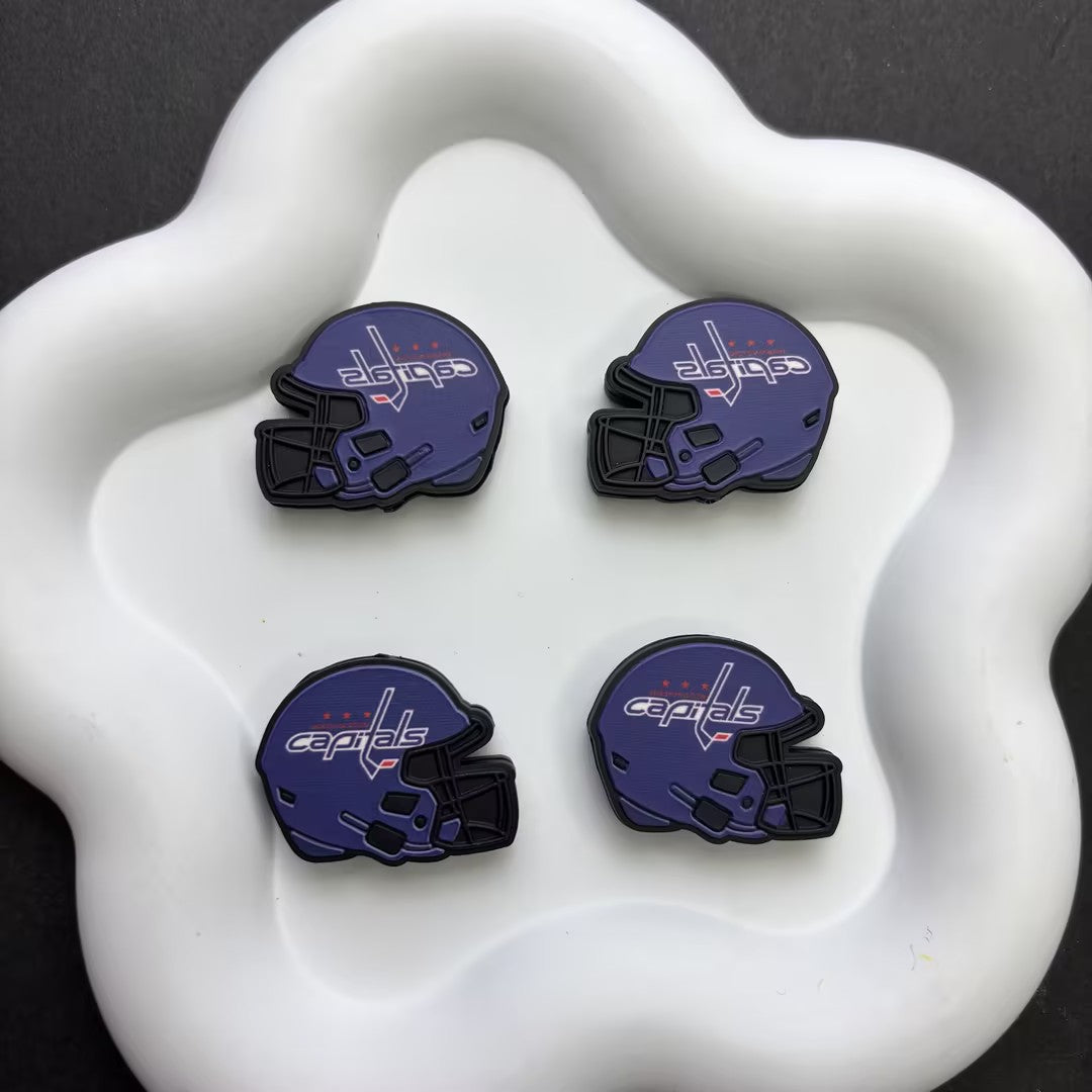 NHL Team Helmet Silicone Focal Beads | 3D Sports Team Logo Helmet Beads for DIY Beadable Pens, Keychains, Lanyards | Gifts for Ice Hockey Fans & Crafters