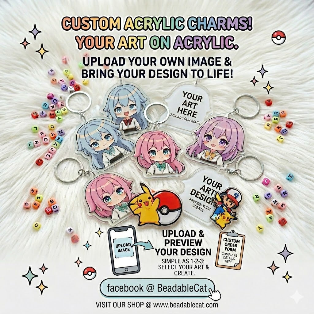 Custom Acrylic Charms Personalized Anime Keychains, Custom Photo Image Acrylic Pendant for Itabag, Gifts for Anime Fans (Upload Your Own Art)