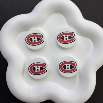 NHL Team Logo Printed Round Beads | Ice Hockey Team Focal Beads for DIY Beadable Pens, Keychains, and Lanyards | Sports Fan Craft Supplies