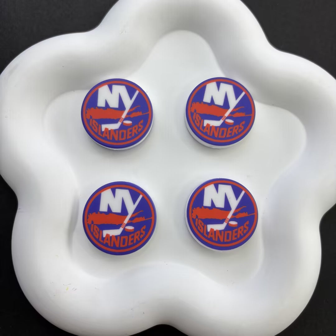 NHL Team Logo Printed Round Beads | Ice Hockey Team Focal Beads for DIY Beadable Pens, Keychains, and Lanyards | Sports Fan Craft Supplies
