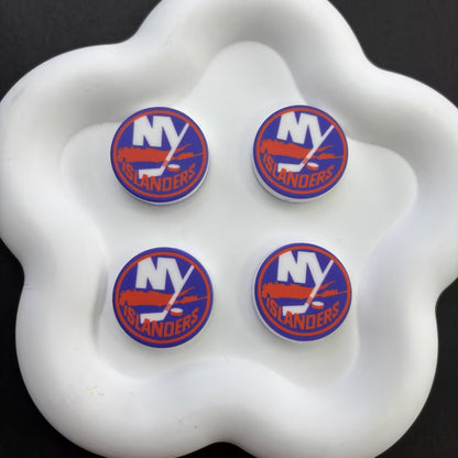 NHL Team Logo Printed Round Beads | Ice Hockey Team Focal Beads for DIY Beadable Pens, Keychains, and Lanyards | Sports Fan Craft Supplies