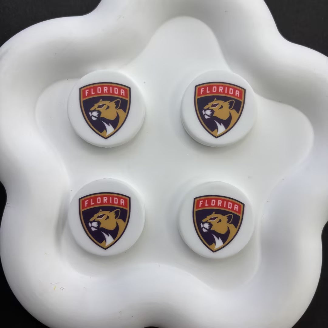 NHL Team Logo Printed Round Beads | Ice Hockey Team Focal Beads for DIY Beadable Pens, Keychains, and Lanyards | Sports Fan Craft Supplies