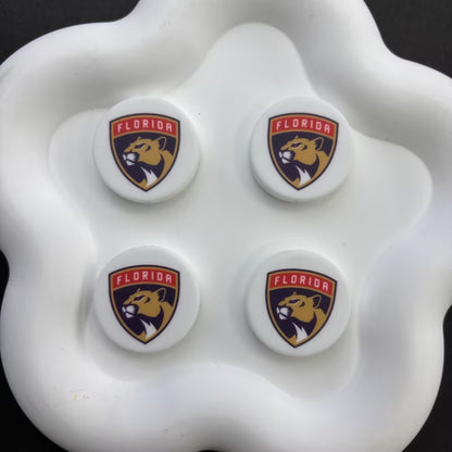 NHL Team Logo Printed Round Beads | Ice Hockey Team Focal Beads for DIY Beadable Pens, Keychains, and Lanyards | Sports Fan Craft Supplies