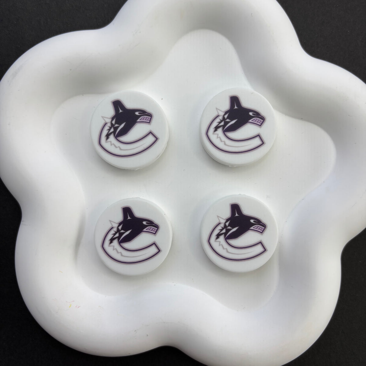 NHL Team Logo Printed Round Beads | Ice Hockey Team Focal Beads for DIY Beadable Pens, Keychains, and Lanyards | Sports Fan Craft Supplies