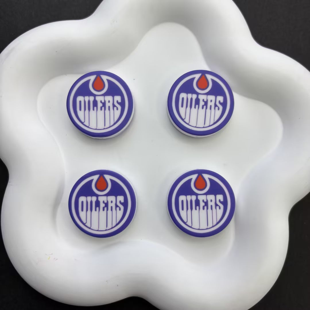 NHL Team Logo Printed Round Beads | Ice Hockey Team Focal Beads for DIY Beadable Pens, Keychains, and Lanyards | Sports Fan Craft Supplies