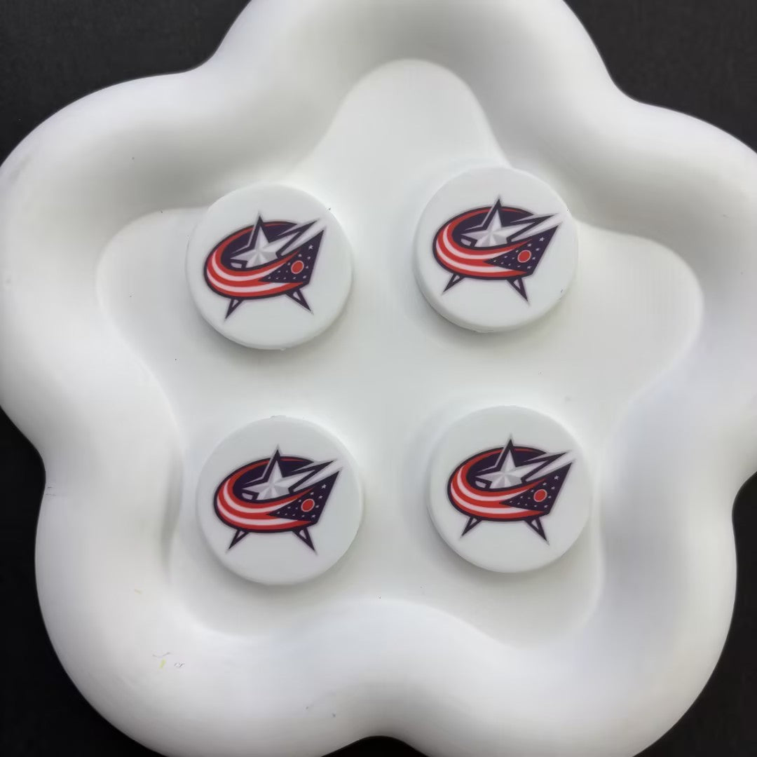 NHL Team Logo Printed Round Beads | Ice Hockey Team Focal Beads for DIY Beadable Pens, Keychains, and Lanyards | Sports Fan Craft Supplies