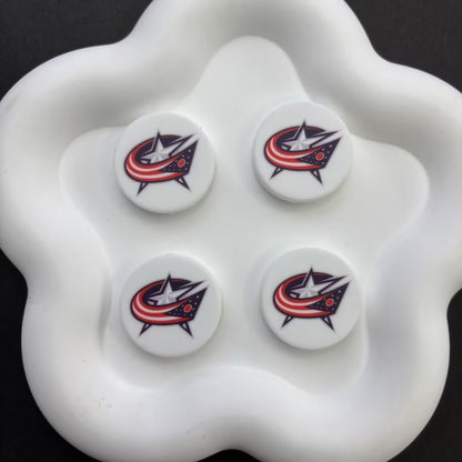 NHL Team Logo Printed Round Beads | Ice Hockey Team Focal Beads for DIY Beadable Pens, Keychains, and Lanyards | Sports Fan Craft Supplies