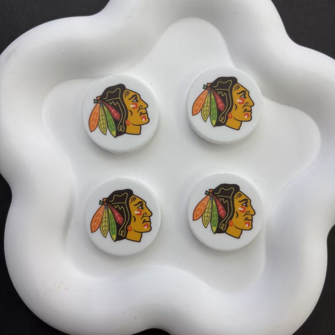 NHL Team Logo Printed Round Beads | Ice Hockey Team Focal Beads for DIY Beadable Pens, Keychains, and Lanyards | Sports Fan Craft Supplies
