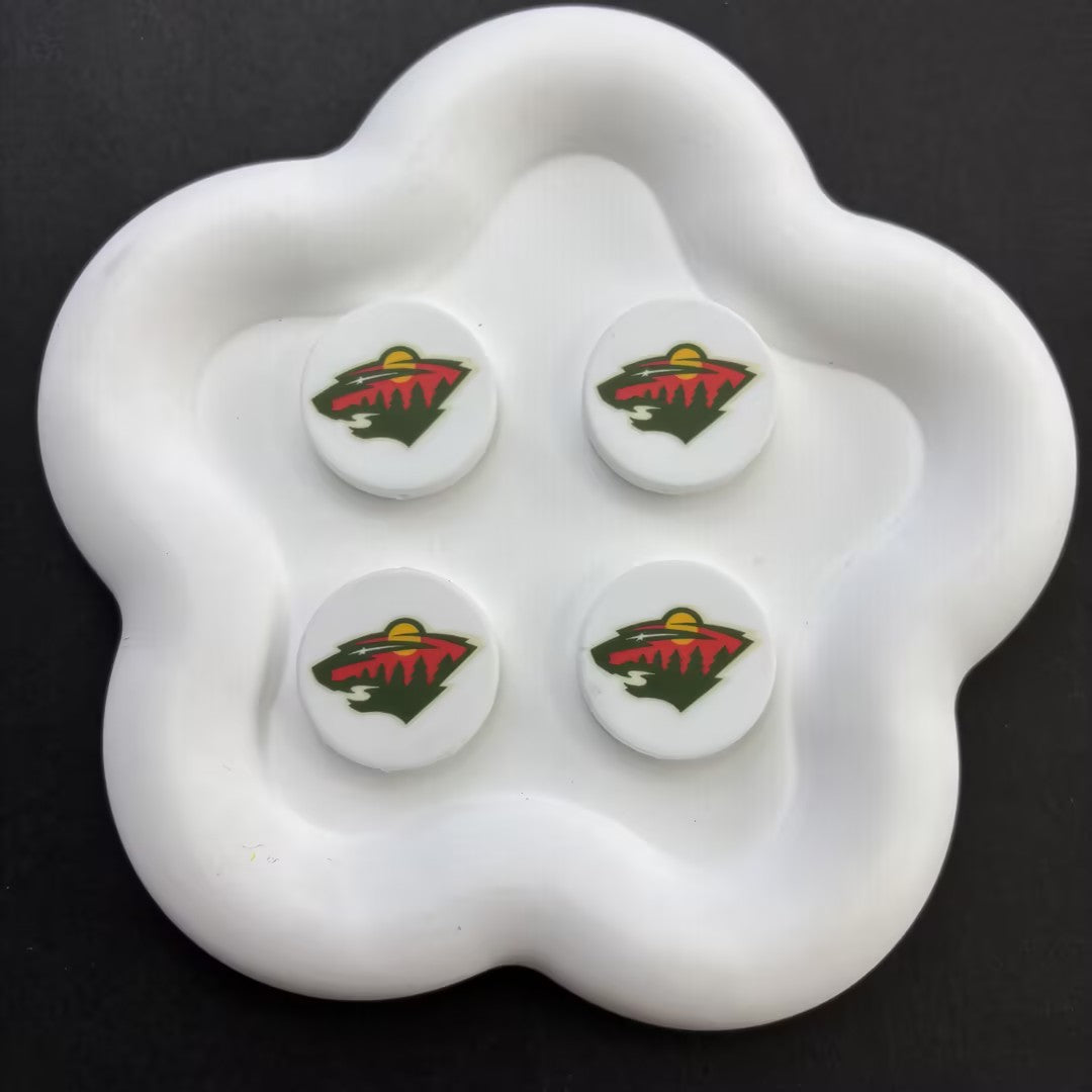 NHL Team Logo Printed Round Beads | Ice Hockey Team Focal Beads for DIY Beadable Pens, Keychains, and Lanyards | Sports Fan Craft Supplies