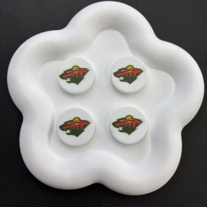 NHL Team Logo Printed Round Beads | Ice Hockey Team Focal Beads for DIY Beadable Pens, Keychains, and Lanyards | Sports Fan Craft Supplies