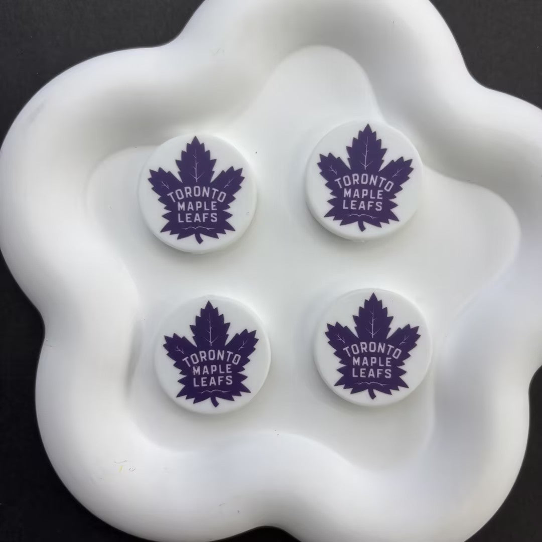 NHL Team Logo Printed Round Beads | Ice Hockey Team Focal Beads for DIY Beadable Pens, Keychains, and Lanyards | Sports Fan Craft Supplies
