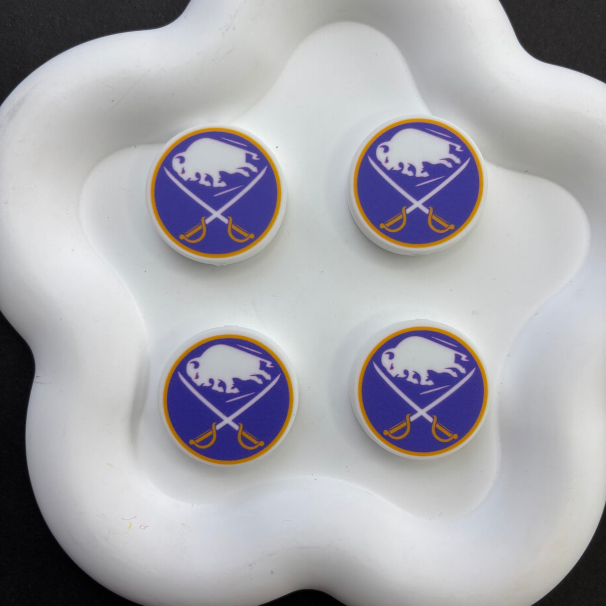 NHL Team Logo Printed Round Beads | Ice Hockey Team Focal Beads for DIY Beadable Pens, Keychains, and Lanyards | Sports Fan Craft Supplies