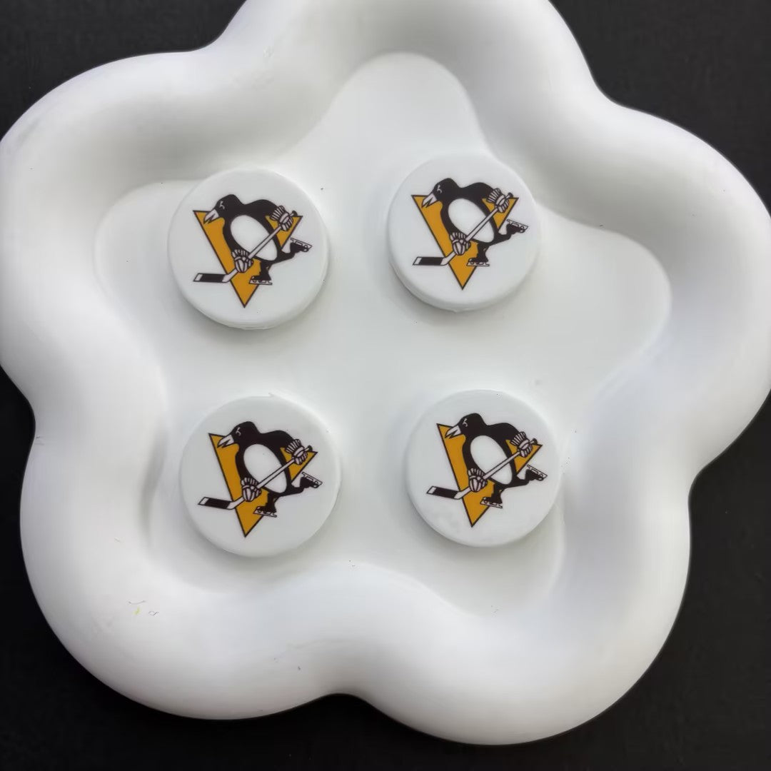 NHL Team Logo Printed Round Beads | Ice Hockey Team Focal Beads for DIY Beadable Pens, Keychains, and Lanyards | Sports Fan Craft Supplies