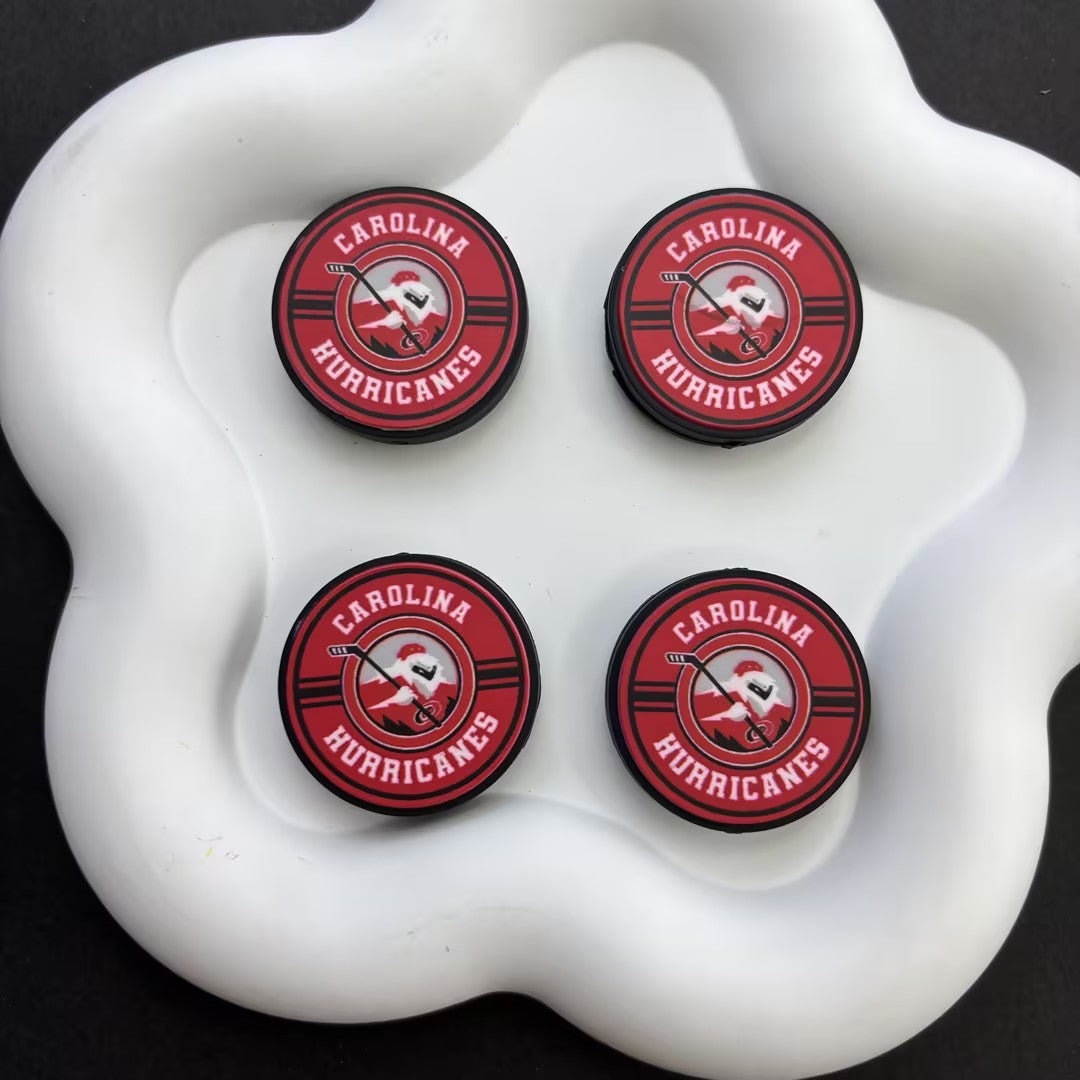 NHL Team Logo Printed Round Beads | Ice Hockey Team Focal Beads for DIY Beadable Pens, Keychains, and Lanyards | Sports Fan Craft Supplies