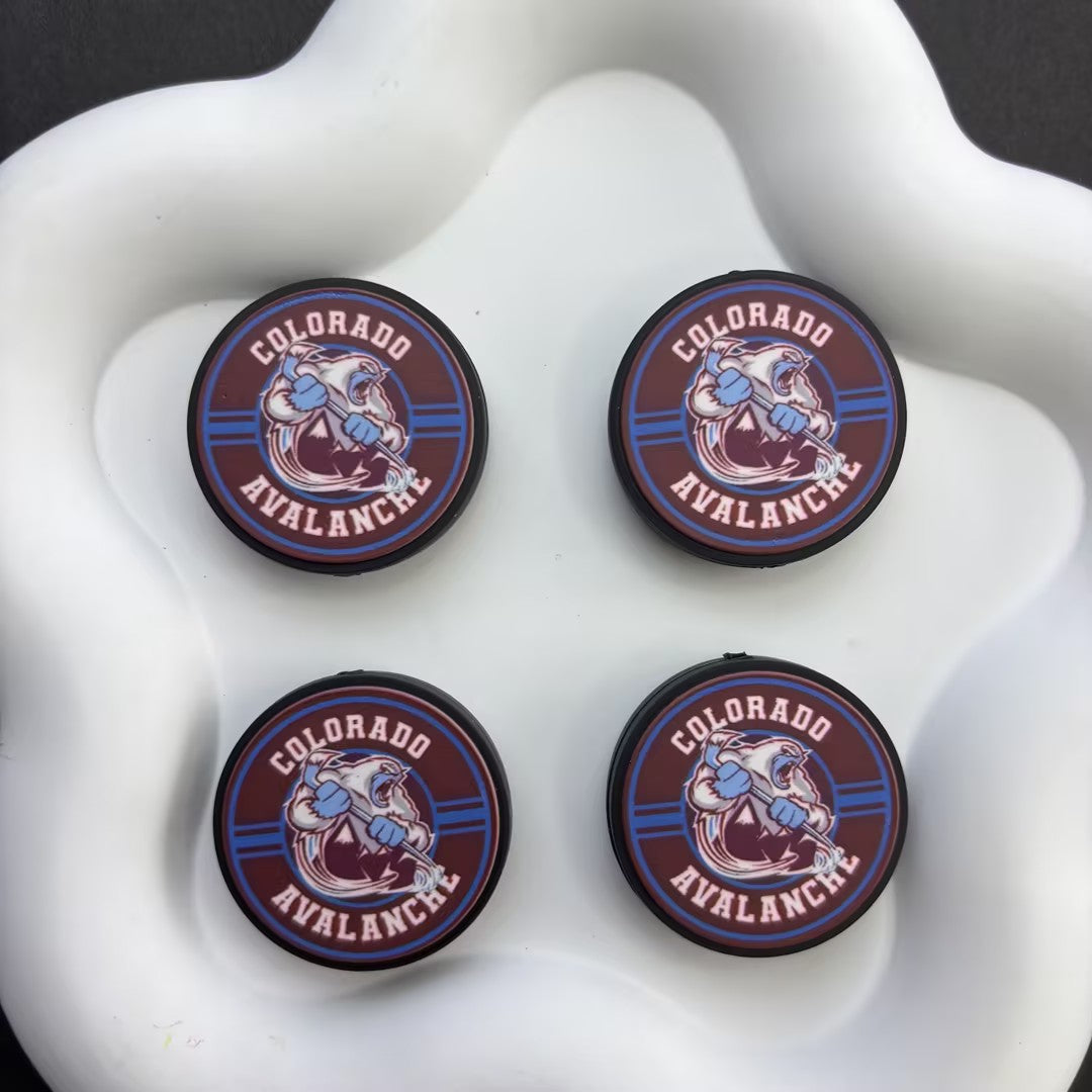 NHL Team Logo Printed Round Beads | Ice Hockey Team Focal Beads for DIY Beadable Pens, Keychains, and Lanyards | Sports Fan Craft Supplies