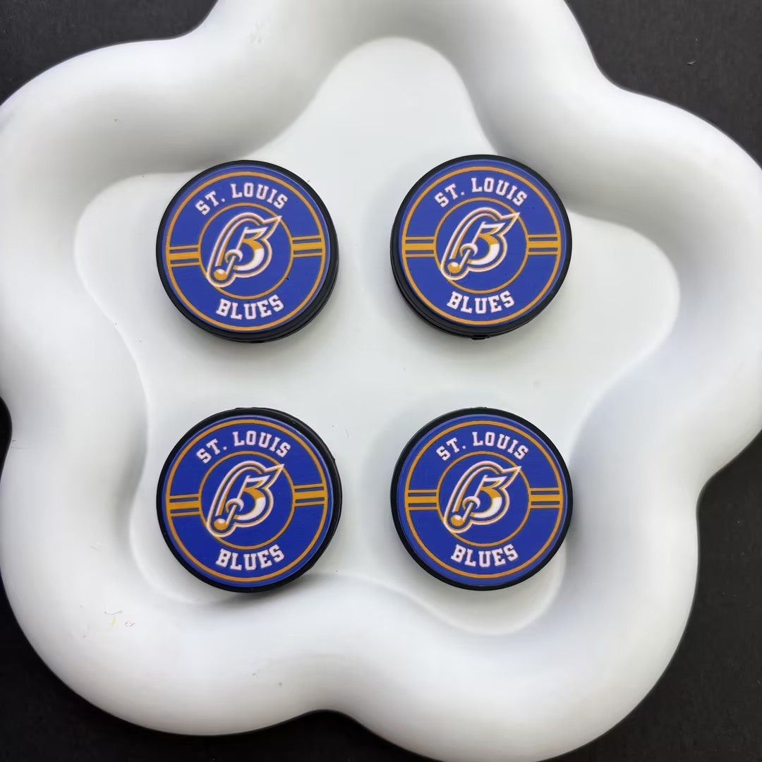 NHL Team Logo Printed Round Beads | Ice Hockey Team Focal Beads for DIY Beadable Pens, Keychains, and Lanyards | Sports Fan Craft Supplies