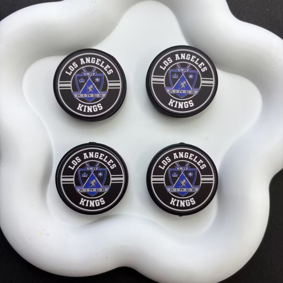NHL Team Logo Printed Round Beads | Ice Hockey Team Focal Beads for DIY Beadable Pens, Keychains, and Lanyards | Sports Fan Craft Supplies