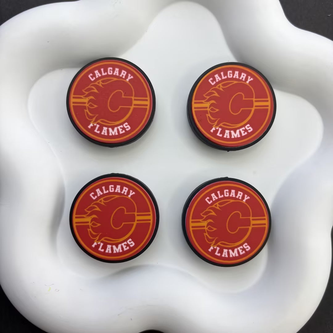 NHL Team Logo Printed Round Beads | Ice Hockey Team Focal Beads for DIY Beadable Pens, Keychains, and Lanyards | Sports Fan Craft Supplies