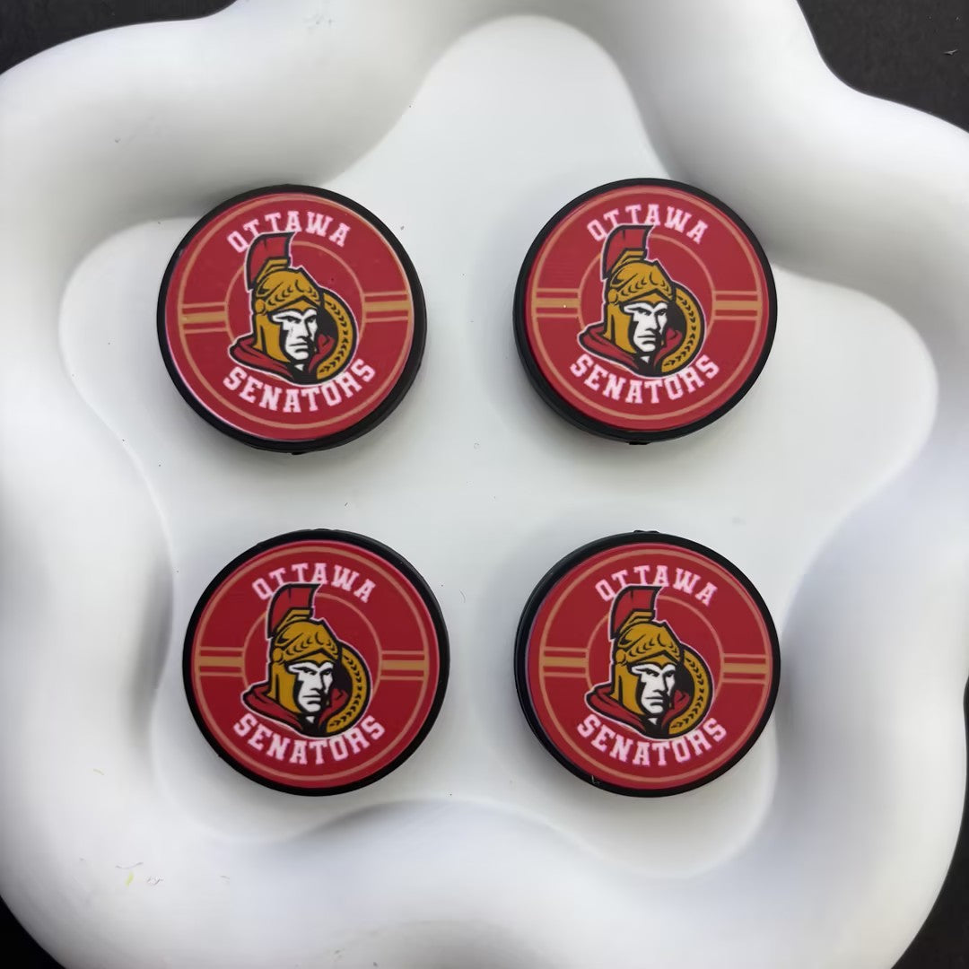 NHL Team Logo Printed Round Beads | Ice Hockey Team Focal Beads for DIY Beadable Pens, Keychains, and Lanyards | Sports Fan Craft Supplies