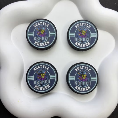 NHL Team Logo Printed Round Beads | Ice Hockey Team Focal Beads for DIY Beadable Pens, Keychains, and Lanyards | Sports Fan Craft Supplies