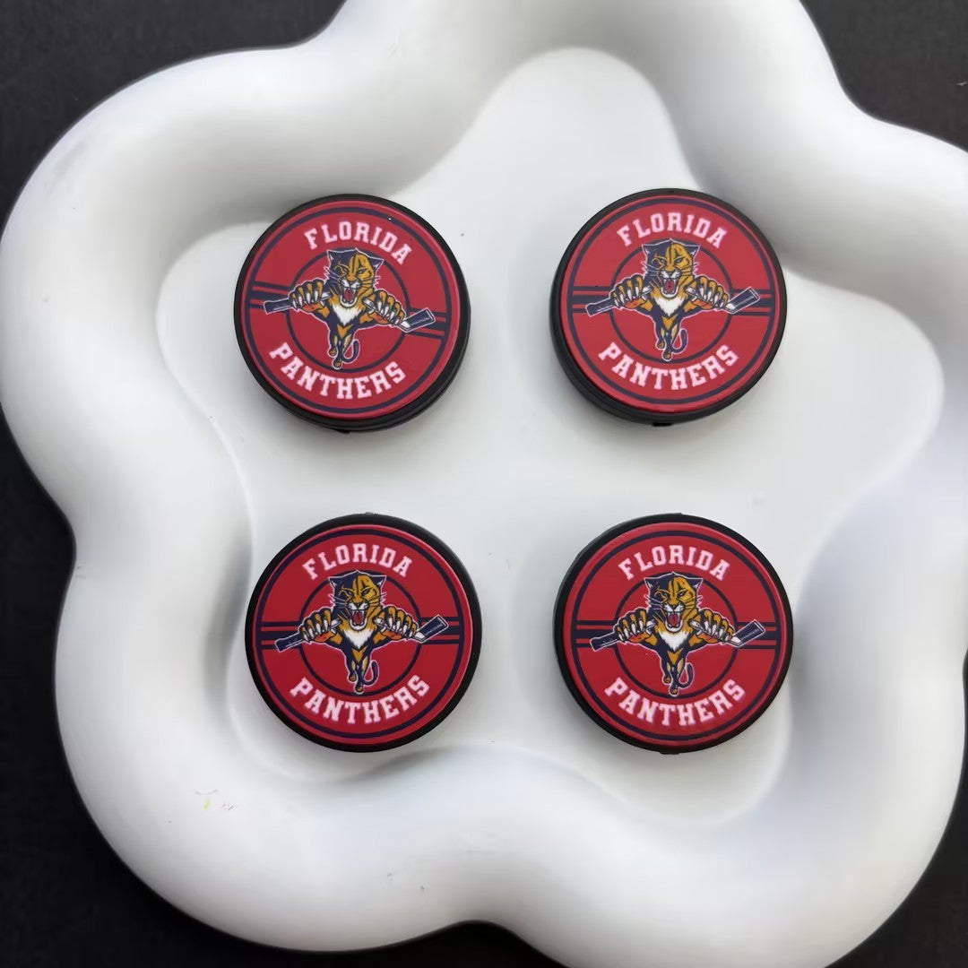 NHL Team Logo Printed Round Beads | Ice Hockey Team Focal Beads for DIY Beadable Pens, Keychains, and Lanyards | Sports Fan Craft Supplies