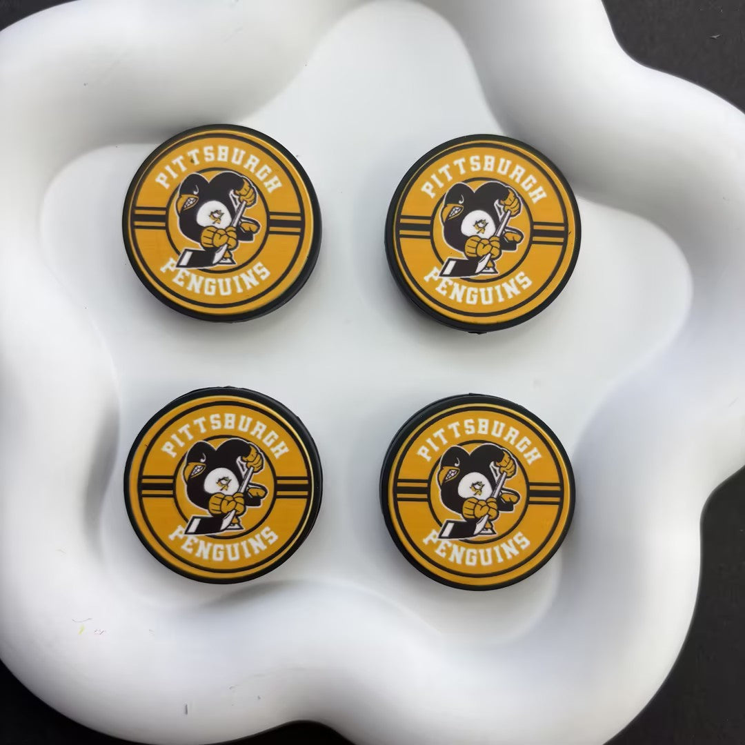 NHL Team Logo Printed Round Beads | Ice Hockey Team Focal Beads for DIY Beadable Pens, Keychains, and Lanyards | Sports Fan Craft Supplies